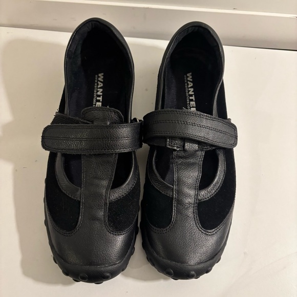 Wanted Leather Preppy Grunge Suede Black Strap Mary Jane Shoes Size 8.5 - Picture 2 of 10